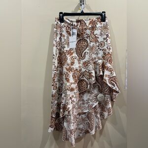 Generation Love Asymmetrical Skirt in Brown and Cream